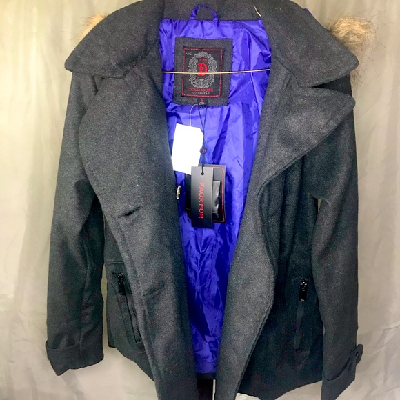 NYC Dollhouse Charcoal Gray Small Coat with Faux Fur Hood NWT - Picture 2 of 7